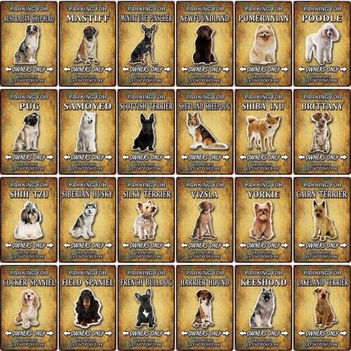 [ Kelly66 ] Dogs Parking For Silky Terrier Shiba Inu Tin Poster Metal Sign Home Decor Bar Wall Art Painting 20*30 CM Size Dy113