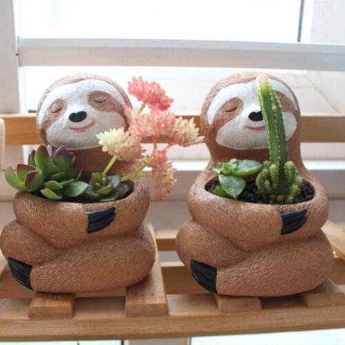 Anti-fade Resin sloth Cartoon Succulent Flower Pot Home Living Room Decoration Plant Potted Vase Decoration Planter Bonsai Pots