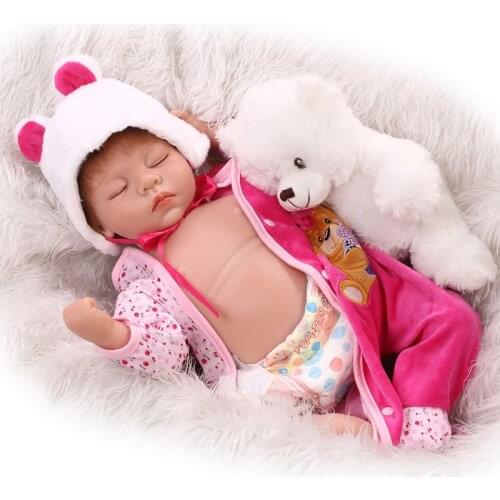 Realistic Reborn Doll Cloth Body 22" 55 cm Sleeping infant lovely silicone Baby Dolls For Kid Birthday Gift Toddler Toy