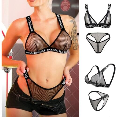 Women Sexy Lingerie Tempting Black Mesh Hollow Out Porno Lingerie Set Fashion Lace Underwear Sleepwear Sexy Costumes See-through