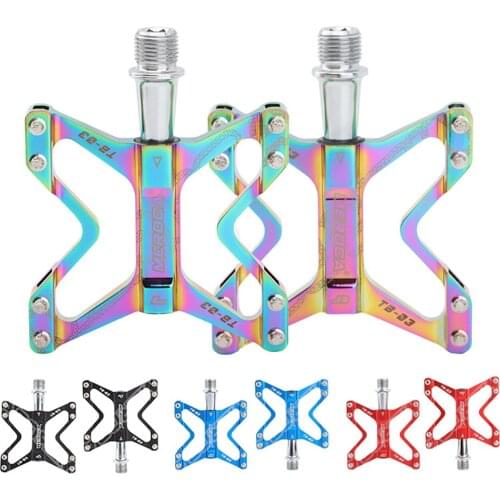 MEROCA Ultralight Folding Bike Pedals Rainbow Aluminum Alloy Bicycle Pedals Clip MTB BMX Road Bike Pedal DU Anti-Slip Bike Parts