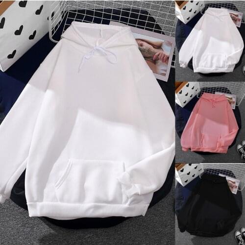 Hoodies Woman Solid Sweatshirts 2021 Autumn Winter Casual Long Sleeve Tops Loose Hooded Clothes With Pocket Ladies Pullover