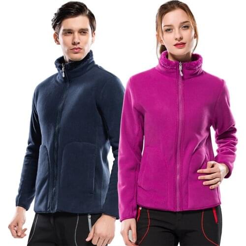 Outdoor Fleece Womens Mens COUPLES Polar Fleece Jacket Thick Plus Velvet Warm Double-Sided Coral Fleece