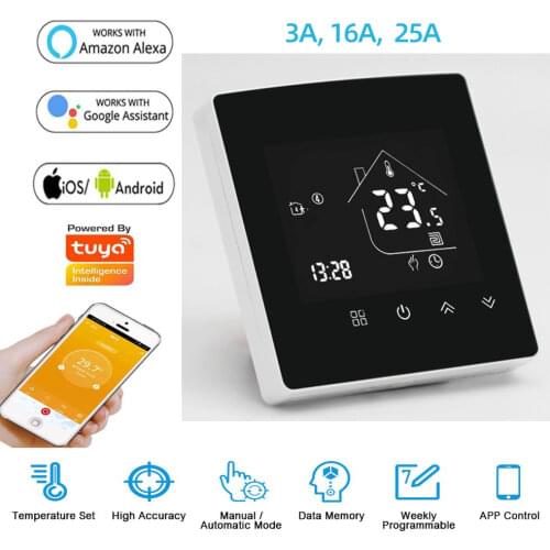 Smart WiFi Thermostats Tuya Voice Remote Control Electric Gas Boiler Heating 3A 16A 25A Big Power New Design Popular Controller