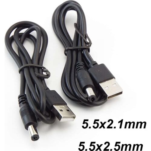 0.8m USB 2.0 Type A Male to DC Plug Power Connector For Small Electronics Devices usb Extension Cable 5.5*2.1mm 5.5*2.5mm Jack