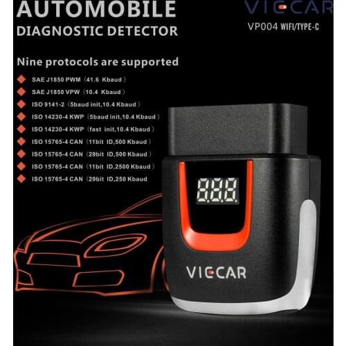 Viecar OBD OBD2 ELM327 V2.2 Bluetooth 4.0 WIFI Type-C Scanner PIC18F25K80 For Android/IOS ELM 327 ODB2 Car Diagnostic Auto Tool