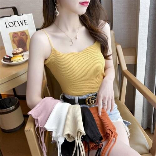 2021 Summer Womens Camisole Halter Camis Elastic Sexy Slim Corset Femme Tank Top Fashion Solid Wave Cut Tanks Vest