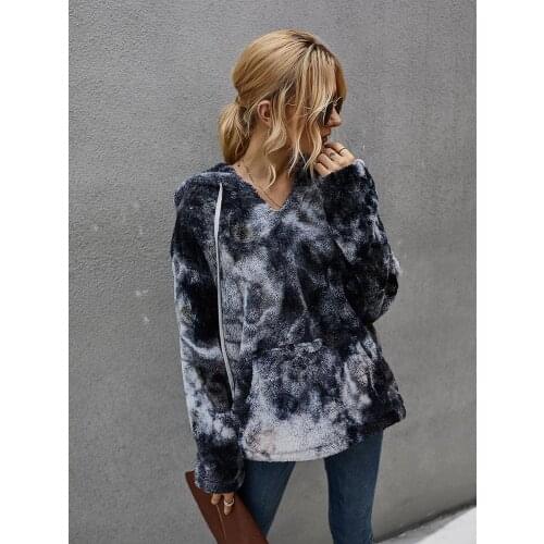 Womens Fashion Hooded Sweatshirt 2020 Autumn And Winter Ladies Loose Tie-dye Printing Long-sleeved Hooded Sweatshirt Sweatshirt
