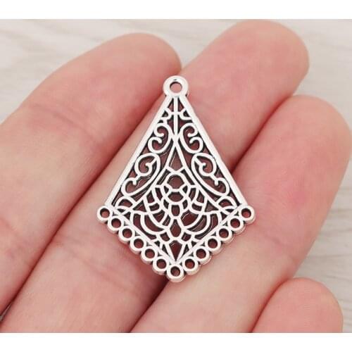 10 x Hollow Tribal Multi Strand Connectors Square Shape Charms Pendants For Earrings Necklace Jewelry Making Findings 35x25mm