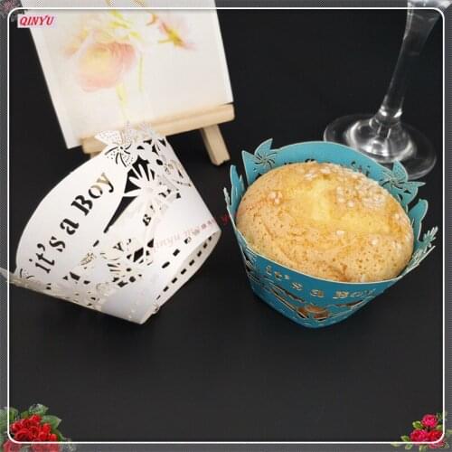 100 Pcs Laser Cut Cupcake Wrappers Cake Cup Paper Liner Baking Cup Wraps Wedding Birthday Hoilday Party Supplies 6ZSh171