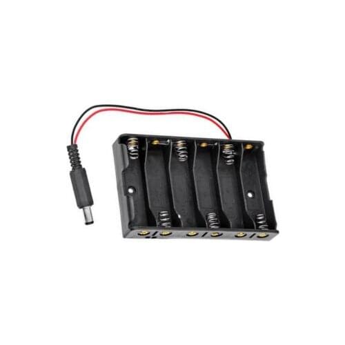 2 PCS 6XAA 6xAA 6*AA 9V Battery Holder Box Case Wire DC 5.5*2.1mm Plug NEW