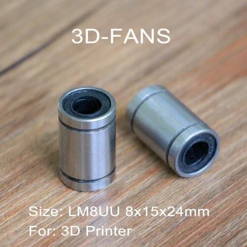 2pcs/lot LM8UU 8mm Linear Ball Bearing Bush Bushing 8mmx15mmx24mm for 3D printer