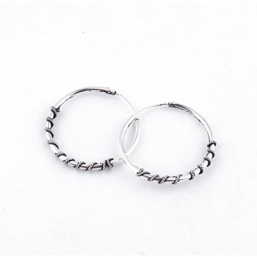 24mm Gypsy Tribal Ethnic Hoop Earrings Handmade Vintage Metal Color Cool Big Endless Circle Earring For Women Bijoux Jewelry
