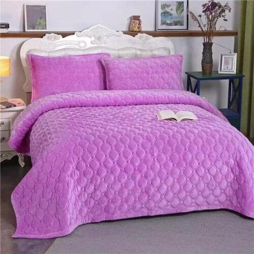3PCS/Set Crystal fleece blanket sheets to keep warm solid color bed cover flannel blanket double bed winter thickening