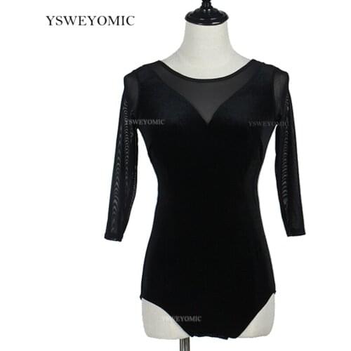 Dance Bodysuit 2021 Autumn Latin Dancewear Black velvet Women/Ballroom/Tango/Cha Cha/Rumba/Samba/Latin tops For Dancing