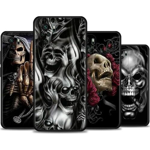 Case For Redmi Note 10 Pro Max 9 9T 9S 8 8T 7 Cover TPU Fundas For Redmi K40 Pro Plus 9 9A 9C Shell Grim Reaper Skull Skeleton