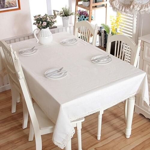 Decorative Table Cloth Rectangular Tablecloths Dining Polyester Cotton Table Cover Solid With Edging Tablecloth