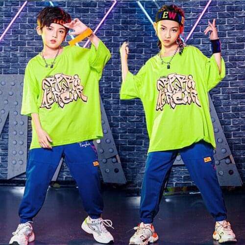 Kids Hip Hop Show Clothing Tshirt Tops Streetwear Jogger Pants For Girls Boys Performance Jazz Dance Costume Clothes Set
