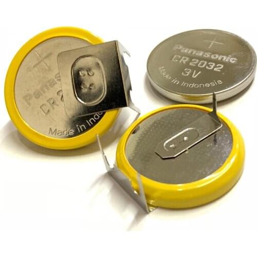 4pcs/lot Panasonic CR2032 3V Button Coin Battery with 3 Soldering Pins CR 2032 lithium batteries cell
