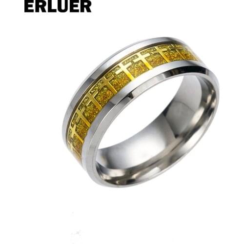 2017 European Retro Style Cross Ring for Men women Stainless Steel Fashion Jewelry Gift punk 8MM Wide Finger ring Anel Bague