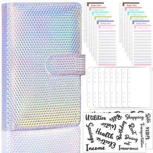 A6 Budget Binder Leather Notebook Cover With Binder Zippe Pockets Expense Sheets Letter Sticker Labels Money Cash Envelopes