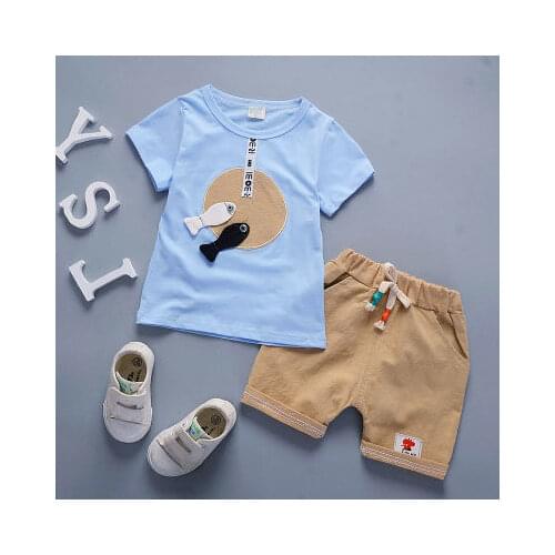 Boys Summer Clothing Fashion Cotton T-shirt+shorts 2pcs Kids Outfits Boys Cartoon Style Clothing Fitfor 1-2-3-4Y