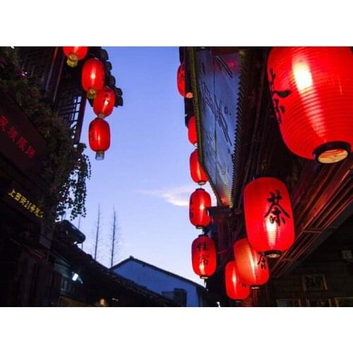 Customized logo 12inch 30cm Handmade chinese red cylinder Lanterns waterproof Hanging Lanterns outdoor Hotel Festival decor