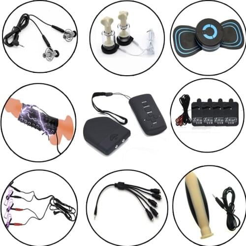 Electric Shock Pulse Anal Plug Penis Rings Extender Enlargement Sex Toys , Electro Shock Nipple Sucker Nipple Pads Body Massager