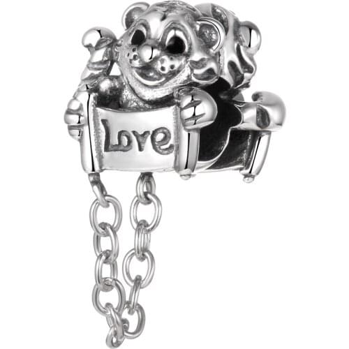 Silver 925 Tiger Charm Silver Letter Love For Necklace & Bracelets Bangles Jewelry Making Brand GW Jewellery S272