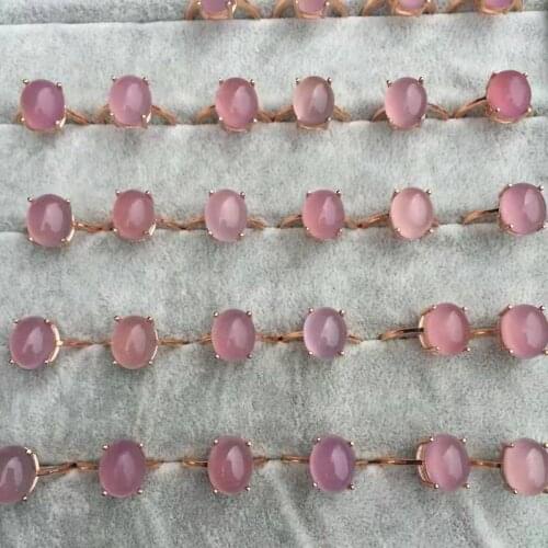 Natural Pink Chalcedony Gemstone Ring S925 Sterling Silver Fine Fashion Wedding Jewelry for Women Free Shipping
