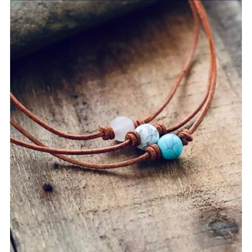 New Necklace Leather Rope Necklace Semi-precious Short Necklace New Fashion Statement Necklace Gift for Men and Women