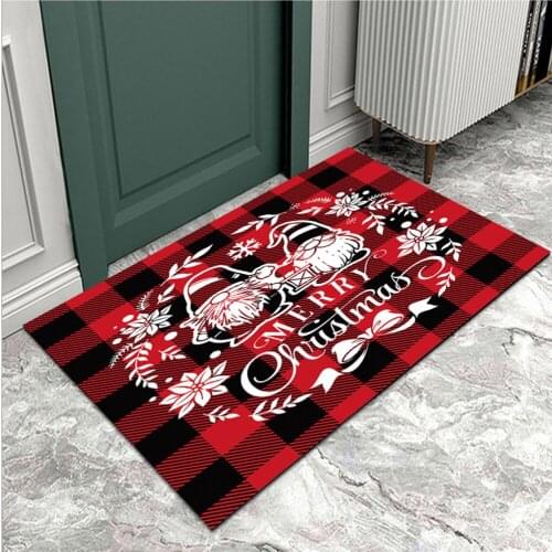 Santa Claus Printed Floor Doormat Anti-Slip Tapete Entrance Rug Kitchen Living Room Carpet Christmas Welcome Mat For Front Door