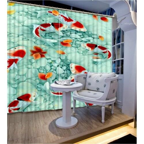 Fish curtain Decoration 3D Brief tree Curtains For Bedroom Living room Polyester Room Curtain ocean curtains