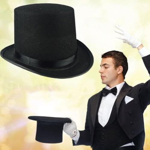 The magician performed high Hat Halloween hat cap flat black hat Jazz stage performances church hats woman hat elegante