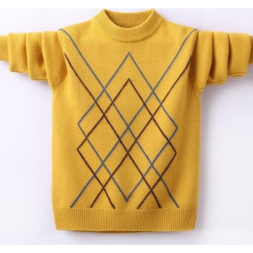 Naizaiga 100% Australia wool Argyle geometric yellow camel gray son O-neck thick winter warm Sweater Pullovers FMBR75