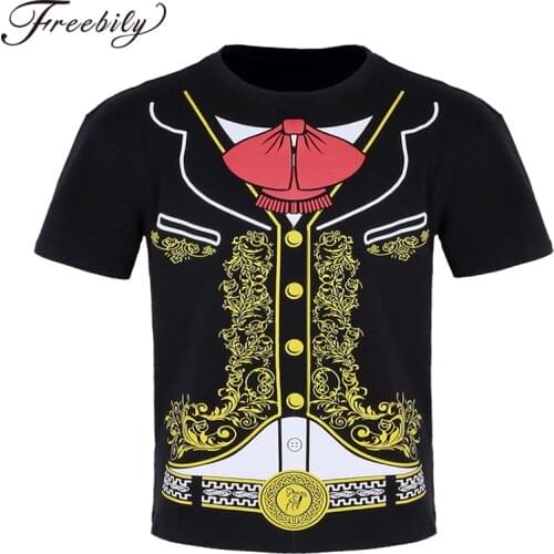 High Quality Viva Mexico Mens Mexican Mariachi Charro Halloween Costume T Shirt Print T-Shirt Men Short Sleeve Top Tee