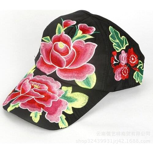 Womens Cap Cotton Flowers Embroidered Baseball Cap Mens Caps With Chinese Characteristics Vintage Hats For Ladies bucket Hat