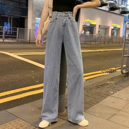 Woman Jeans Adjustable High Waist Clothes Wide Leg Denim Clothing Blue Streetwear Vintage 2020 Fashion Boyfriend Jeans For Women
