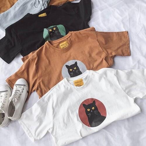 Women T-Shirts 2020 Summer New Cute Animal Girls Printed Tops Tee Female T-shirt Short Sleeve Black tshirt for Lady Casual Top