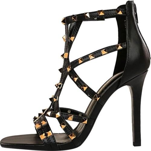 European and American style high heels sexy nightclub super high heels metal rivet summer womens shoes sandals Roman shoes