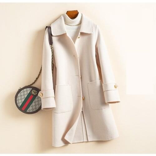 2019 New Women Coat Warm Winter Cashmere Coat Ladies Work Office Elegant Vintage Long Wool Blends Coats Female High quality P67