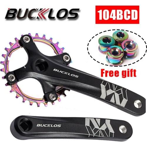 BUCKLOS 104BCD Chainring 170mm Bike Crankset Square Hole For Single/Double MTB Chainwheel 32T 34T 36T 38T Mountain Cycling part