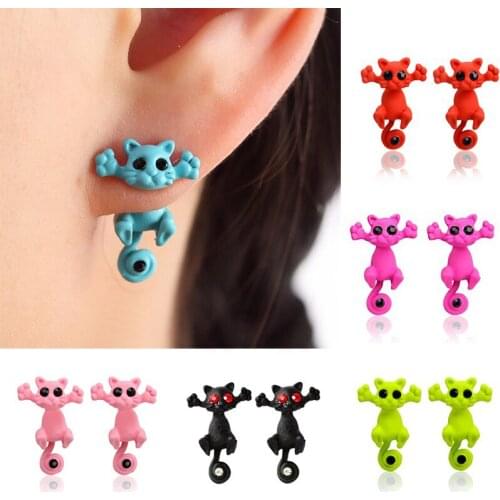 1 Pair of Creative Fashion Adorable Sweet Animal Cartoon Cat Earrings Accessories Kitten Jewelry Earrings for Girls