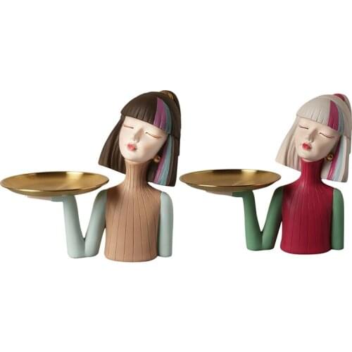 1Pcs Nordic Makeup Girl Statue Home Decoration Resin Sculpture Living Room Office Bedroom Decor Gifts