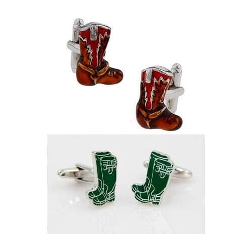 10pairs/lot Pretty Green Red Boots Cufflinks Copper Enamel Shoes Cuff Links Cufflinks Mens Jewelry Christmas Gift Xmas