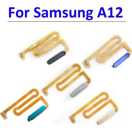 10Pcs/Lot, Home Button FingerPrint Touch ID Sensor Flex Cable Ribbon For Samsung Galaxy A12 With Power On Off Button Key