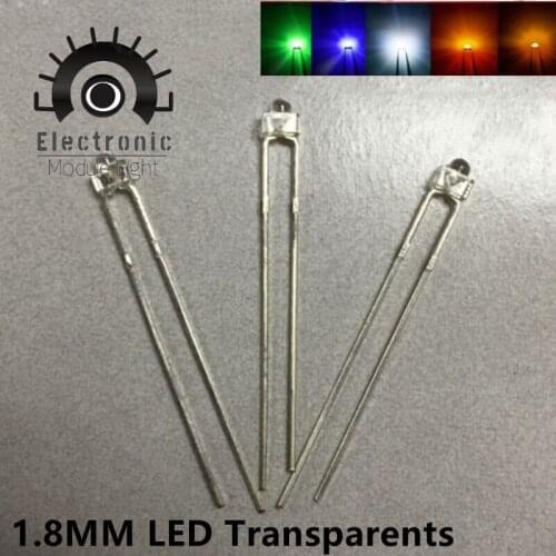 100Pcs 1.8MM LED Diode Light Assorted Kit Green Blue warm White Yellow Red Orange Amber Pink COMPONENT DIY kit transparents
