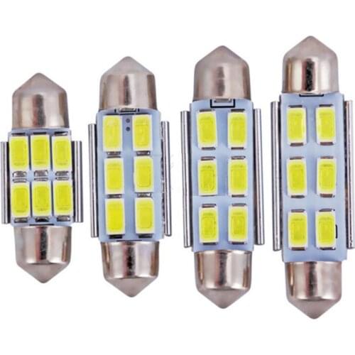 100pcs Festoon 31 36 39 41mm C5W Car LED Reading Dome Light Auto Interior Light Door Lamp Bulb 6SMD 5630 White Ice Blue DC12V