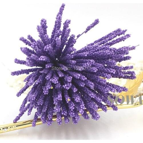2016 Free Shipping Wholesale Purple color Mini Foam Stripe Flower Bouquet With Wire Stem/Wedding Handmade Flowers(900pcs/lot)