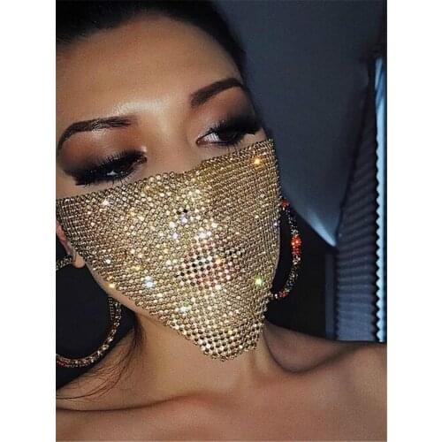 2020 Fashion Reticulated Rhinestone Face Mask Sexy Night Club Summer Party Veil Yashmak Popular Jewelry Gift For Women BDSM Sex